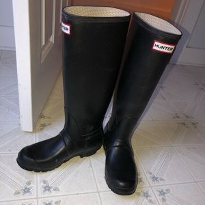 Tall black hunter rain boots